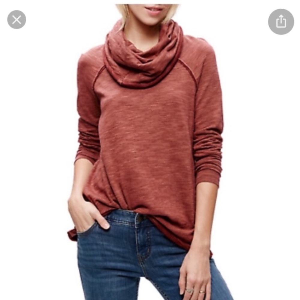 Free People Beach Cowl Neck Sweatshirt Burnt Orange Size M